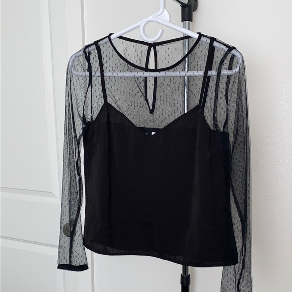 Divided Black Long Sleeve Blouse